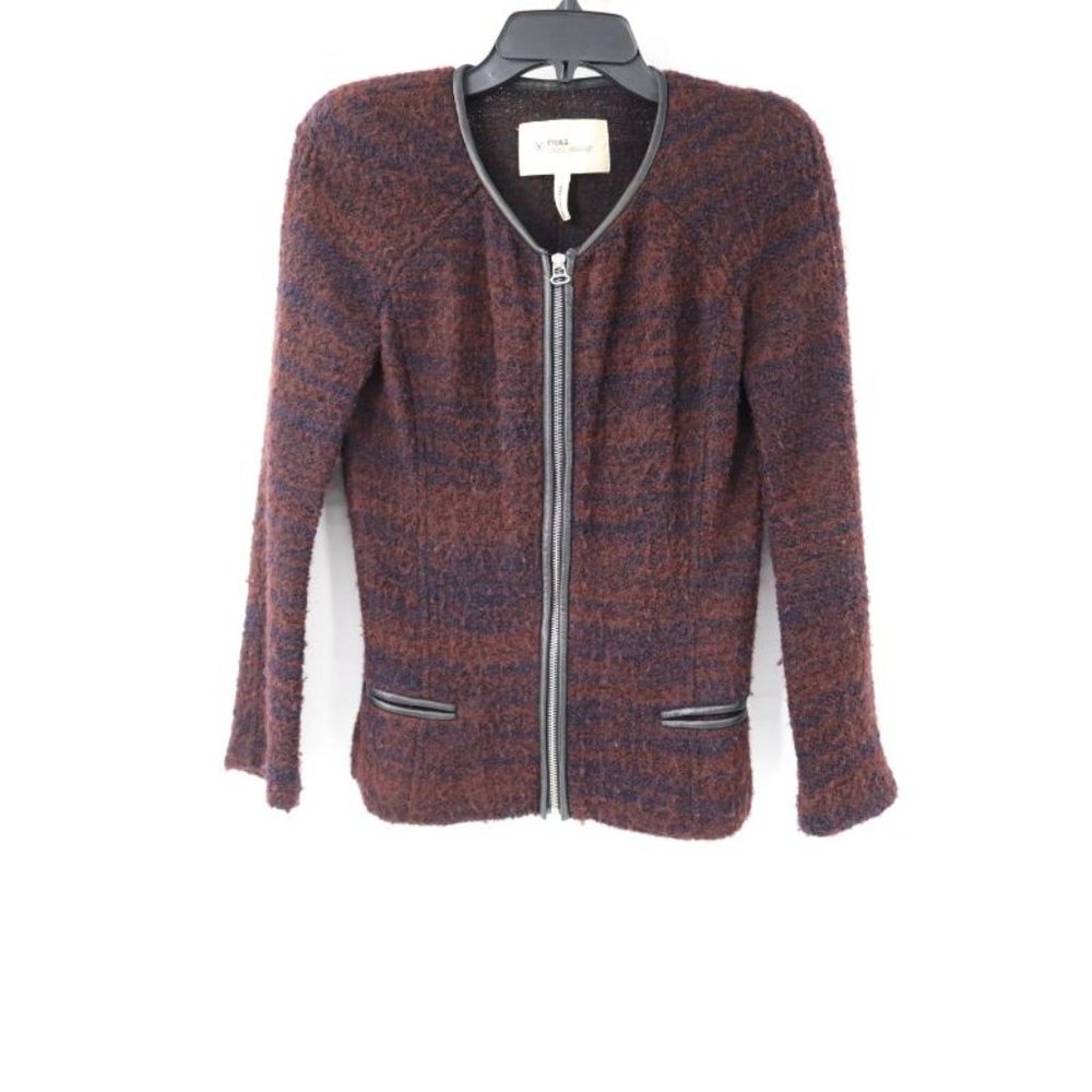 Isabel Marant Etoile Jacket Womens 1 Wool Blend Full‎ Zip lamb leather trim